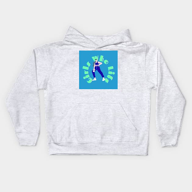 Girls Who Lift Dark Blue Kids Hoodie by ZUCCACIYECIBO